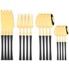 16Pcs Black Dinnerware Set Knife Fork Coffee Spoon Cutlery Set Stainless Steel Flatware Western Tableware Kitchen Silverware