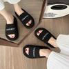 High-heeled Thick-soled Fluffy Slippers for Women's Outerwear 2025 Autumn New Versatile Height Increase Internet Celebrity Versatile Casual One-word 