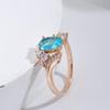 Kinel Blue Water Drop Zircon Rings For Women Rose Gold Color Fine Jewelry