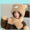 Cartoon Cute Cat Winter Hat With Plush Fleece And Neck Warmer For Girls