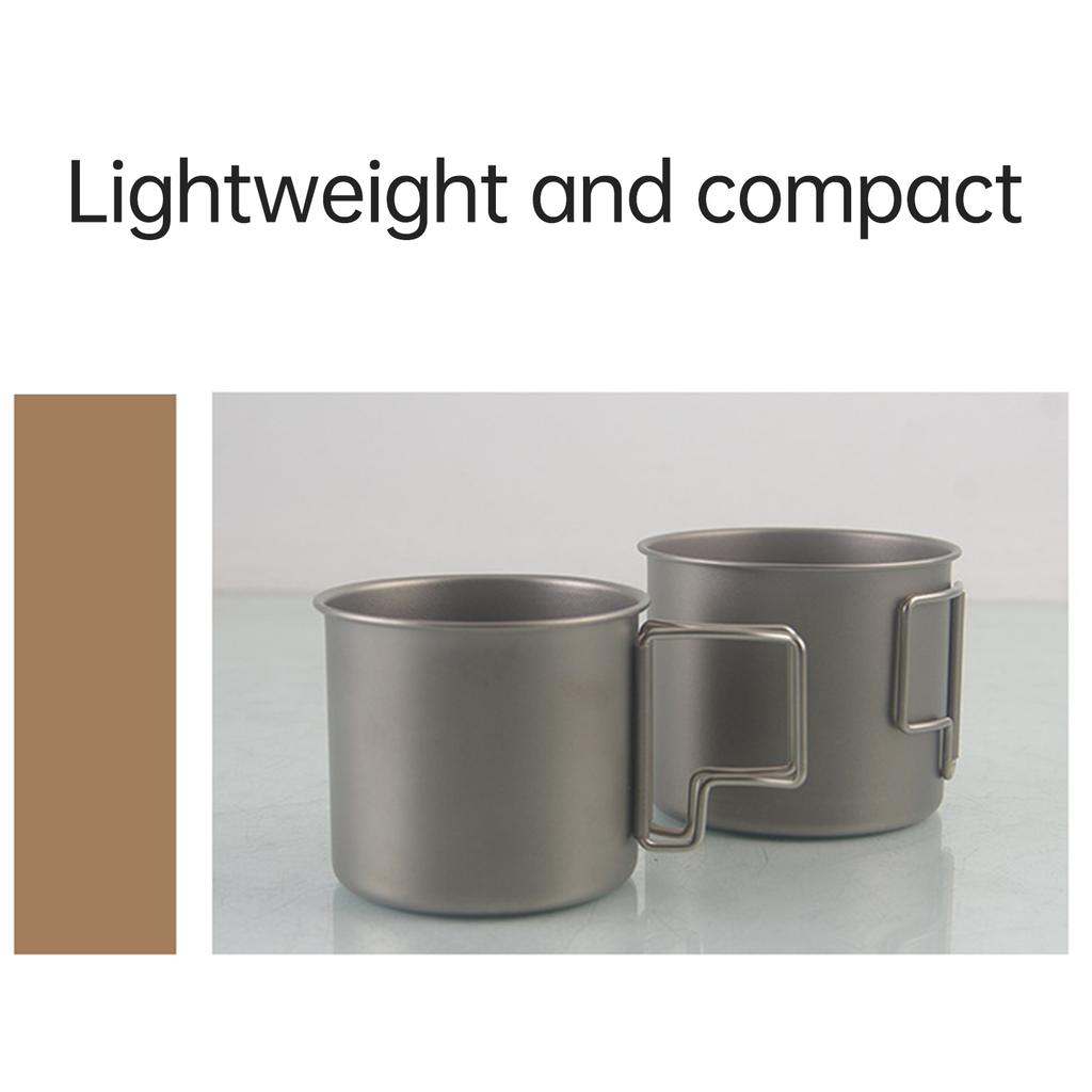 Ti Cup Camping Coffee Mug with Foldable Handle Lightweight Portable for Outdoors Travel Hiking 9CM
