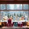 1pc 1D Flat Static Window Clings Featuring Winter Snow Houses, Pine Trees, Snowmen, And Snowflakes, Glueless Static Adhesion