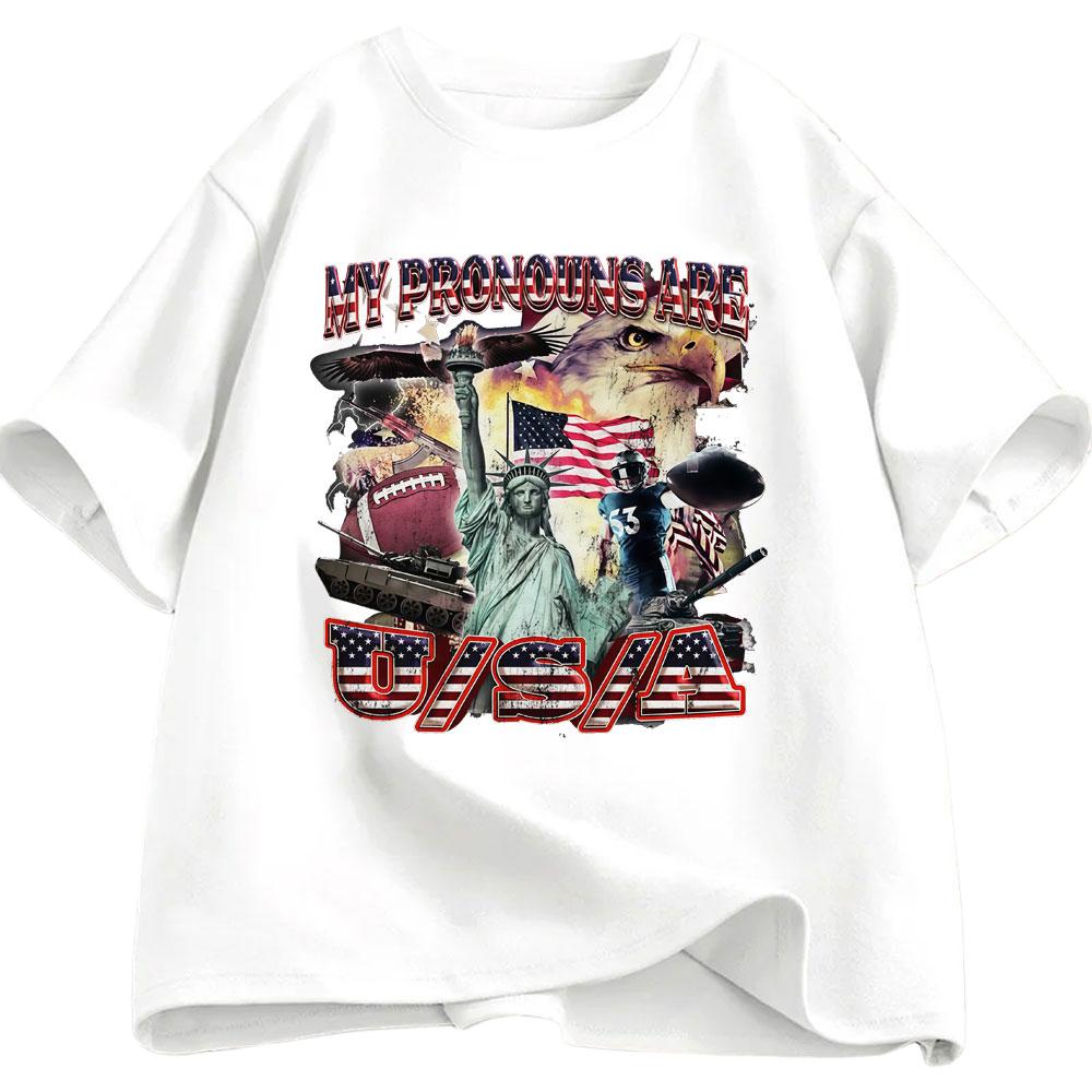 My Pronoun Are USA Fun Pattern Tshirt Summer Mens Womens Clothing Casual Cotton Fashion Harajuku Street Wear Y2K Tshirt