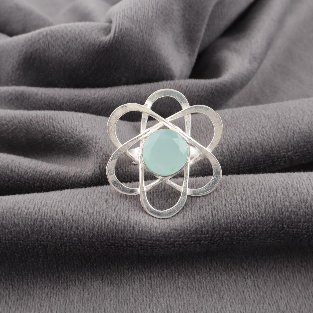 Aqua Chalcedony Handmade Gemstone Ring Jewelry, 925 Solid Sterling Silver Ring Unique Design Jewelry, For Women