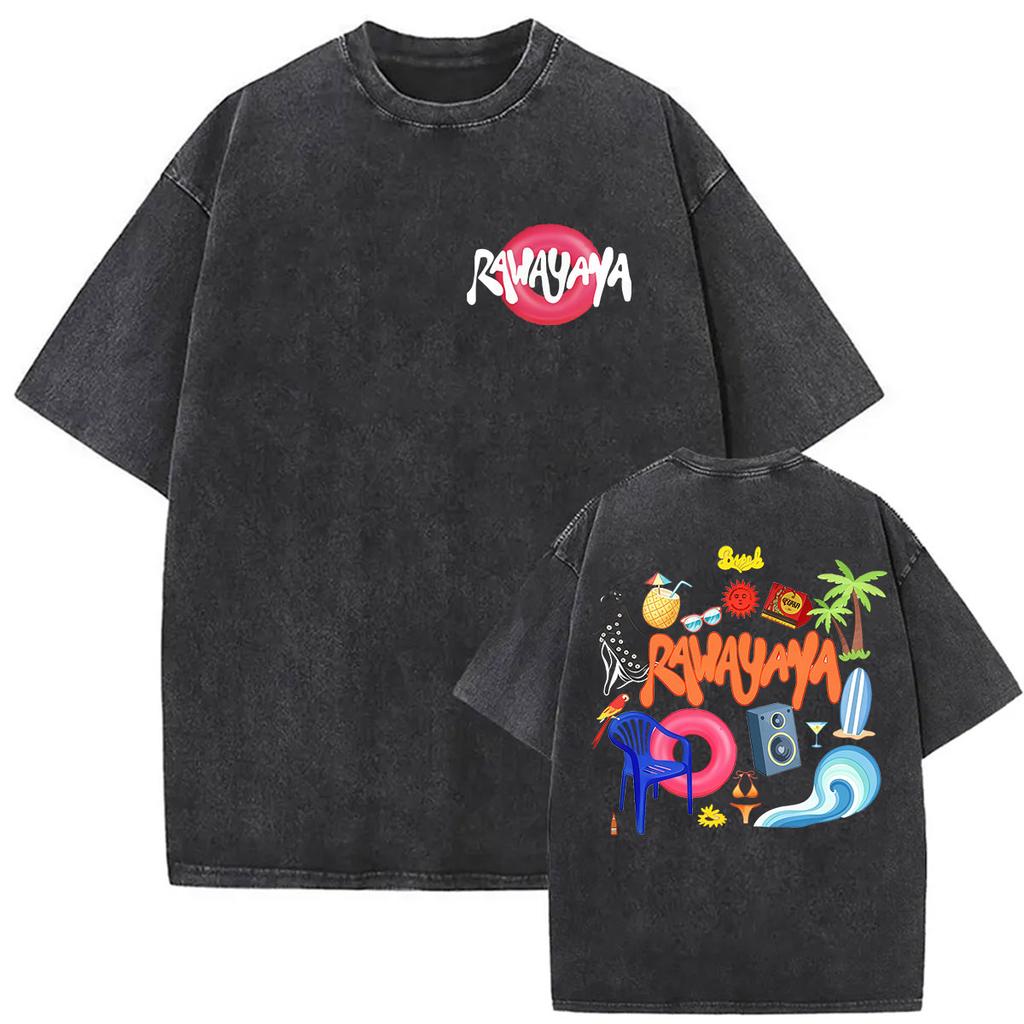 Vintage Washed Rawayana Donde Es El After Album  Print TShirt Men Women Hip Hop Pop Music Short Sleeve T Shirt Streetwear