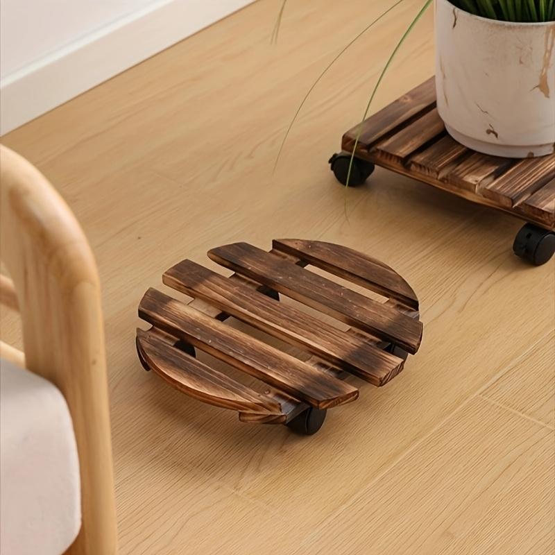 Robuster Pflanzenrollwagen aus Holz mit feststellbaren Metallrädern – für den Innen- und Außenbereich geeignet, perfekt für den Transport von Terrassen und Pflanzgefäßen, Gartenwagen