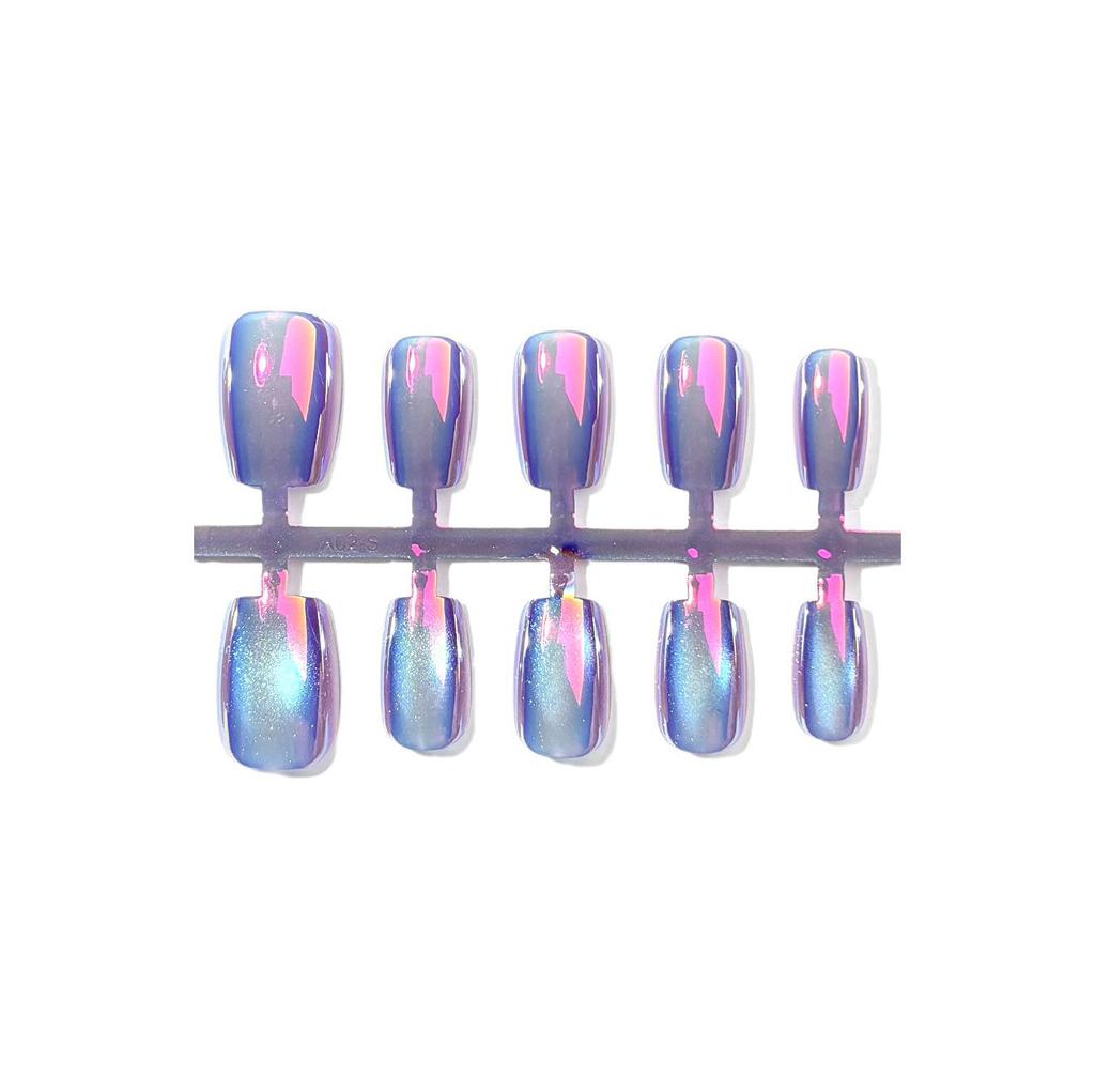 Purple Electroplated Cat Eye Aurora Mermaid Nail Art Patches with Super Flash High-End Texture