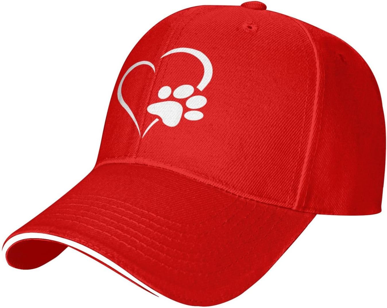 

Heart Paw Print Dog Lover Baseball Cap Polyester Adjustable Sun Visor for Unisex Adults One Size