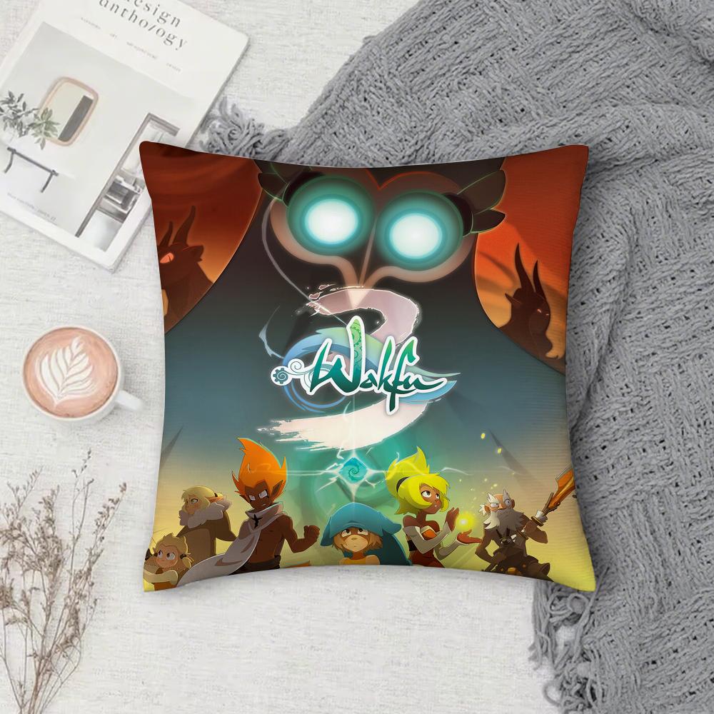 Video Game W-Wakfu Momorpg Adventure Pillow Case Square Double-Sided Printing Short Plush Sofa Cushion Cover Bedside Pillow