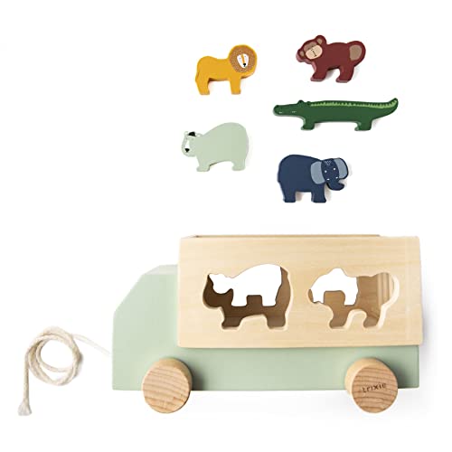 Trixie Wooden Truck, Wooden Toy for Newborns and Children, Animals, Wooden Animal Truck
