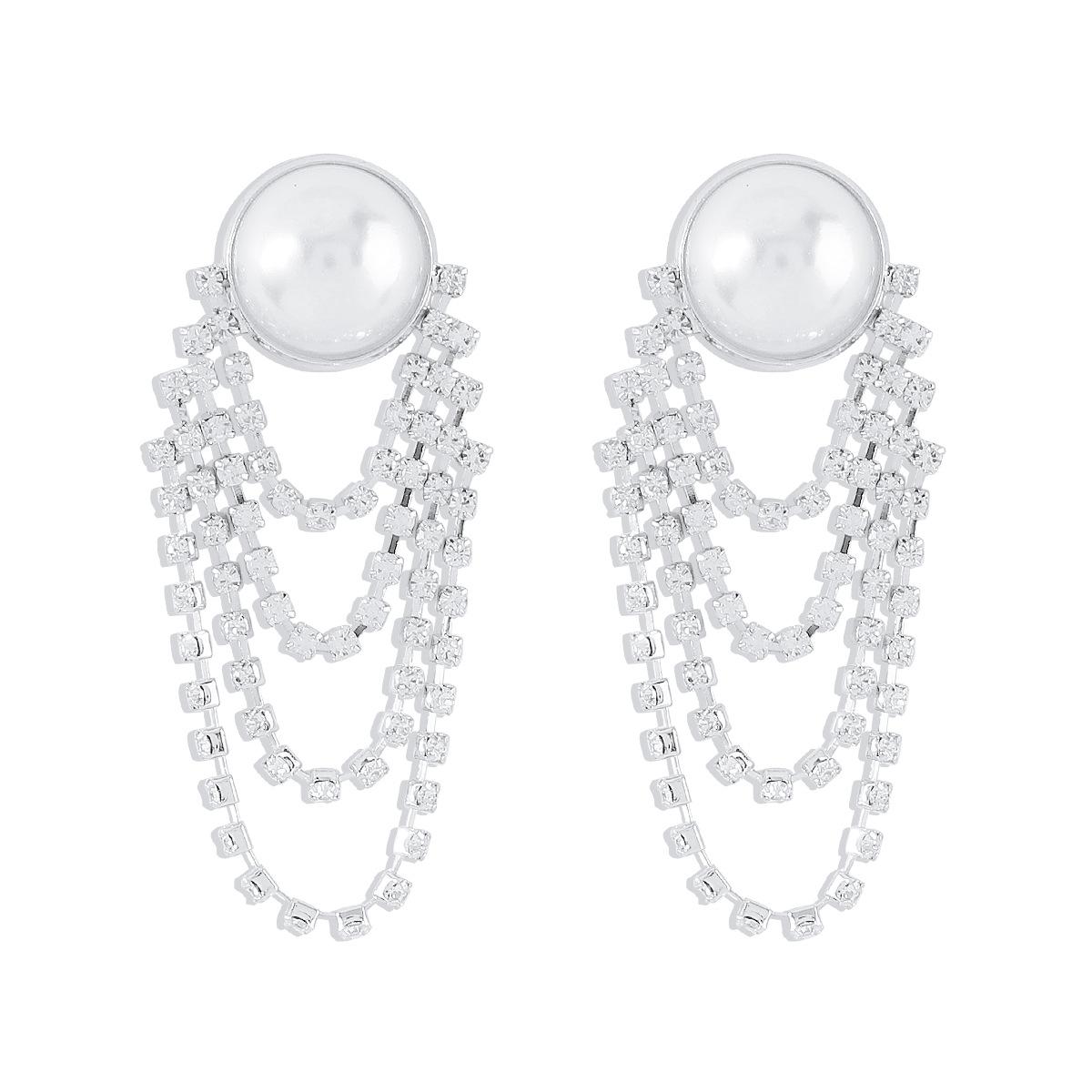 

Модные жемчужные серьги с модным дизайном цепочки с когтями для вечеринки серебряный