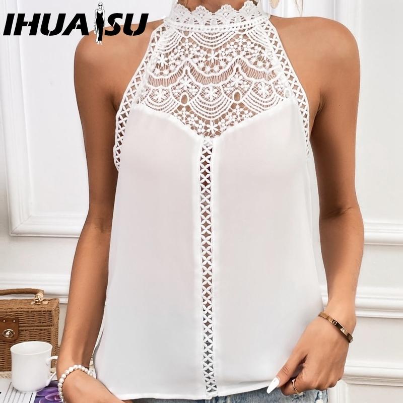 IHUASU Women's Summer Fashion Hollow Lace Gas Vest Top Women