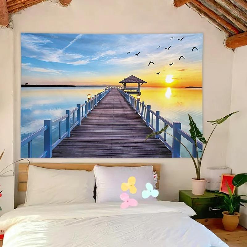 Sea View Mount Fuji Pattern Bedroom Living Room Tapestry Home Wall Decoration Tapestry