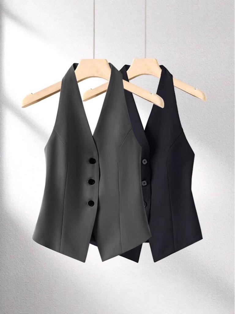 Damski kardigan bez rękawów z dekoltem halter - Nowość na wiosnę 2025