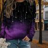 Autumn&Spring Clothing Brilliant Starry Sky Print Sweater Tops for Women Round Neck Long Sleeve