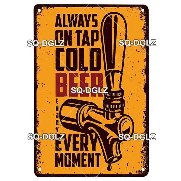 SQDGLZ Vintage Beer Tin Sign  Retro Metal Poster for Bar Wine Cocktail Kitchen Wall Decor  Classic Metal Plaque  Wall Sticker