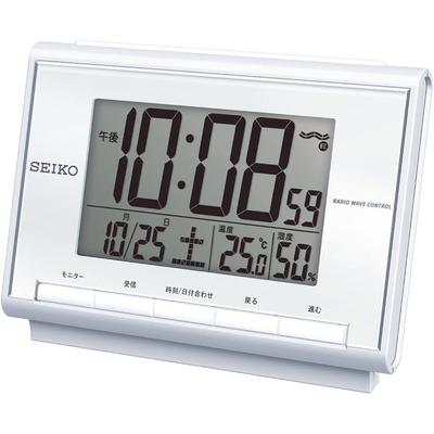 Clock Alarm Clock Table Clock Radio-Controlled Digital Calendar Temperature Humidity White ...