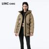 Parka mi-longue ample à capuche pour femme Jinyujie