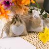 10/20pcs Natural Burlap Gift Drawstring Bags Heart Linen  Jute Candy Gift Packaging Bag Wedding Pouches for Guest Birthday Party