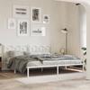 Metal Bed Frame with Headboard White 193 x 203 cm