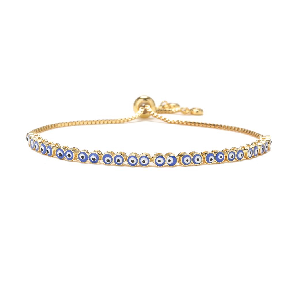 HECHENG,18KGold Plated Eye Bracelet ,Fashion Enamel Opening Adjustable Bracelet for Women Brass Bracelet, Zircon Wholesale
