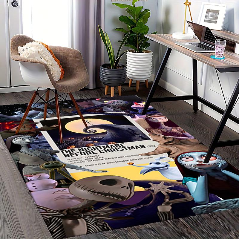 1pc Nightmare Before Christmas Carpet for Playroom Bedroom Living Room Sofa Home Decor,Game Area Rug Non-slip Floor Mat. D7280132