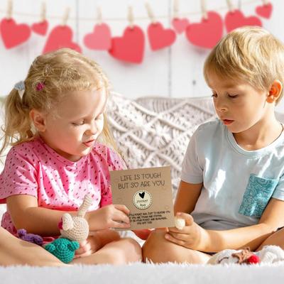 Pocket Hug Love Heart Token Decoration with Greeting Card Wooden Little Heart Sign