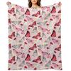 Pretty Pink Butterflies Throw Blanket Sofa Quilt Soft Plush Plaid Quilt Large Blankets