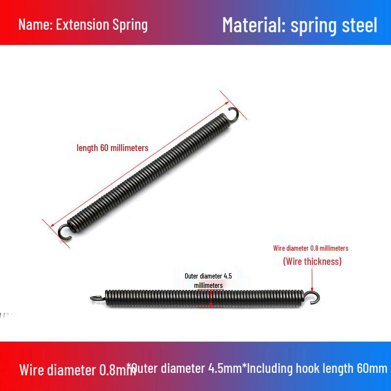 0.8mm Yellow Extension Spring with Hooks - Stapler Rebound Force 