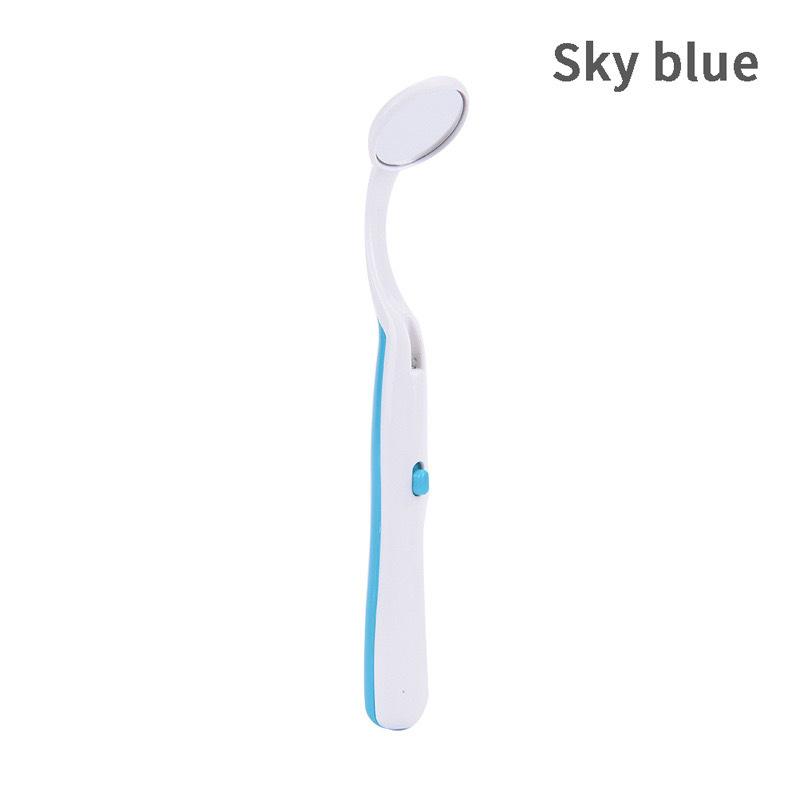 

1 шт. Портативное многоразовое стоматологическое светодиодное освещение, зеркало для рта, стоматолог, осмотр полости рта, защита от запотевания, яркий уход за зубами, гигиена, чистый инструмент светло-синий