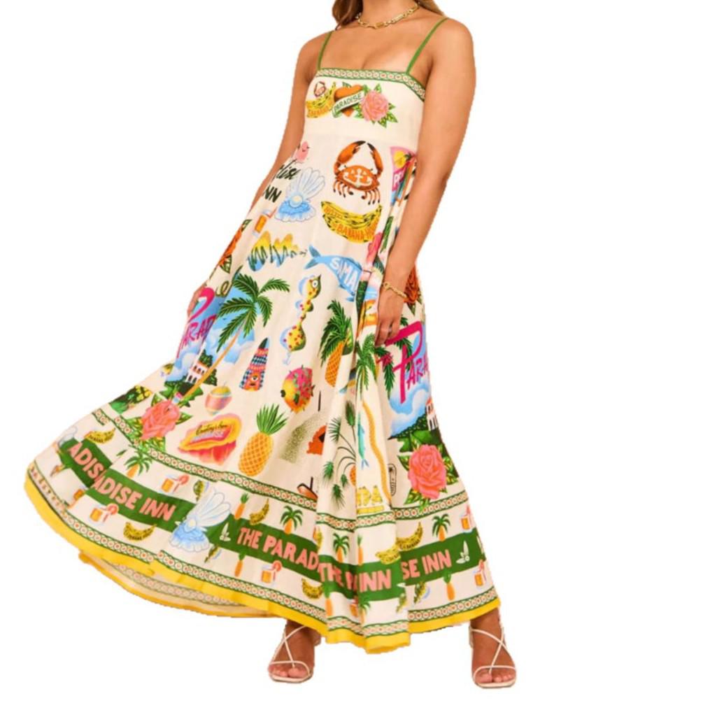2024 Summer High-Waist Sleeveless Printed Dress for Women