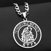 Black Enamel TENGRI BIZ MENEN Wolf Head Rune Stainless Steel Pendant Necklace for Women Men Silver Color Chain Amulet Jewelry