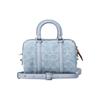 New COACH Ruby Fabric With Cow Leather Boston Bag Shoulder Bag Crossbody Bag Handbag Small Size Women's Blue CJ832-LHPBU
