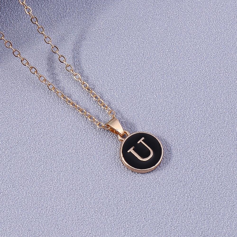 Fashion Enamel Initials Letter Pendant Necklace for Women Girls A-Z Alphabet Name Necklace Birthday Jewelry Gift