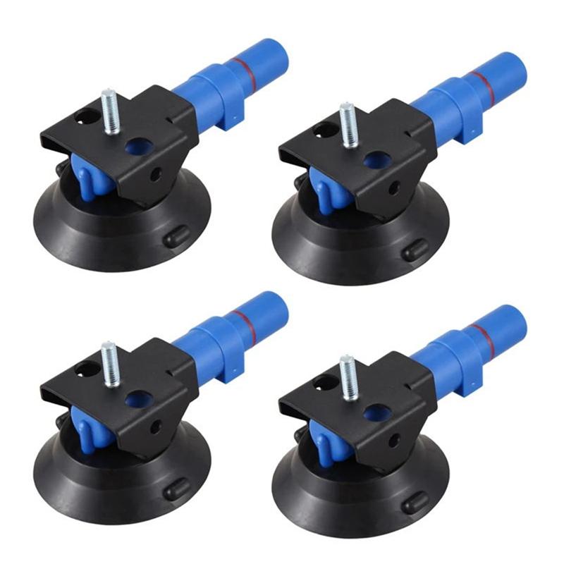 Powerful 4X 3 Inch Concave Vacuum Cup 75Mm Heavy Duty Hand Pump Suction Cup With M6 Threaded Stud Black  Blue