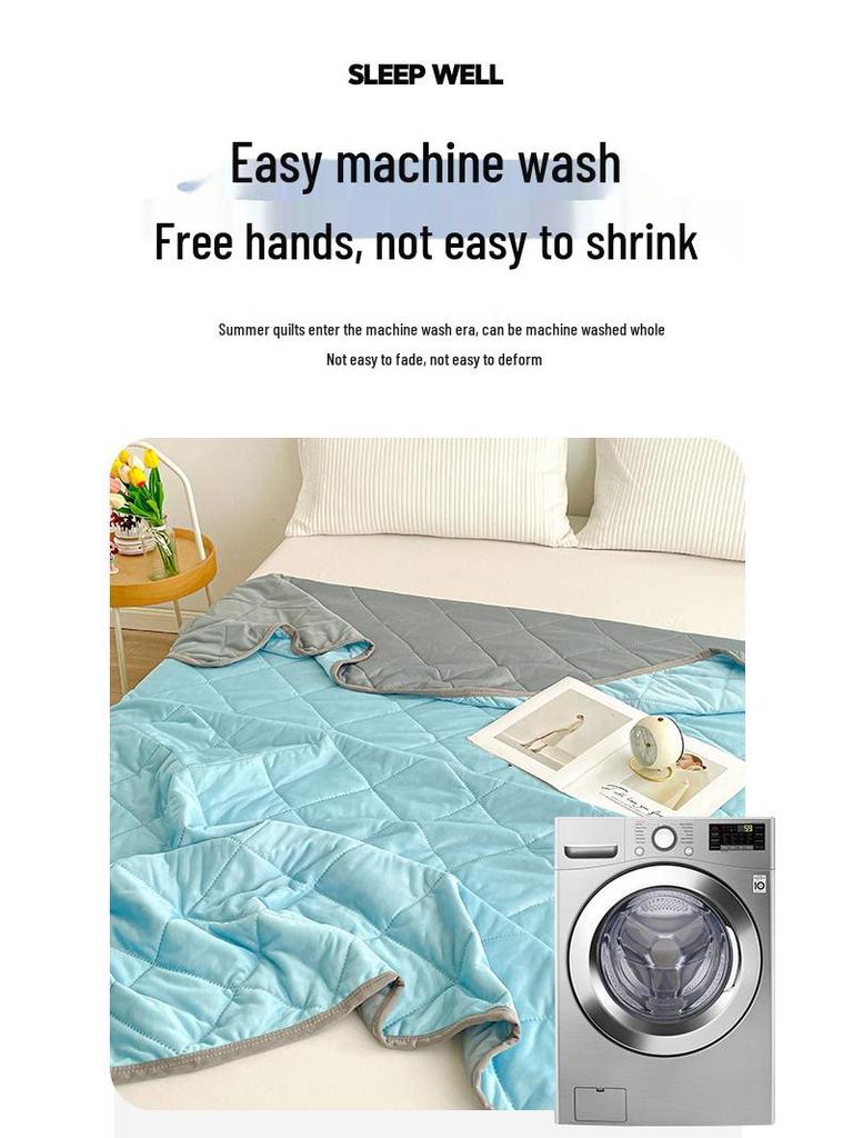 Class A Ice Silk Cooling Summer Quilt - Solid Color, Machine Washable, Thin Gift Quilt for Single and Double Beds