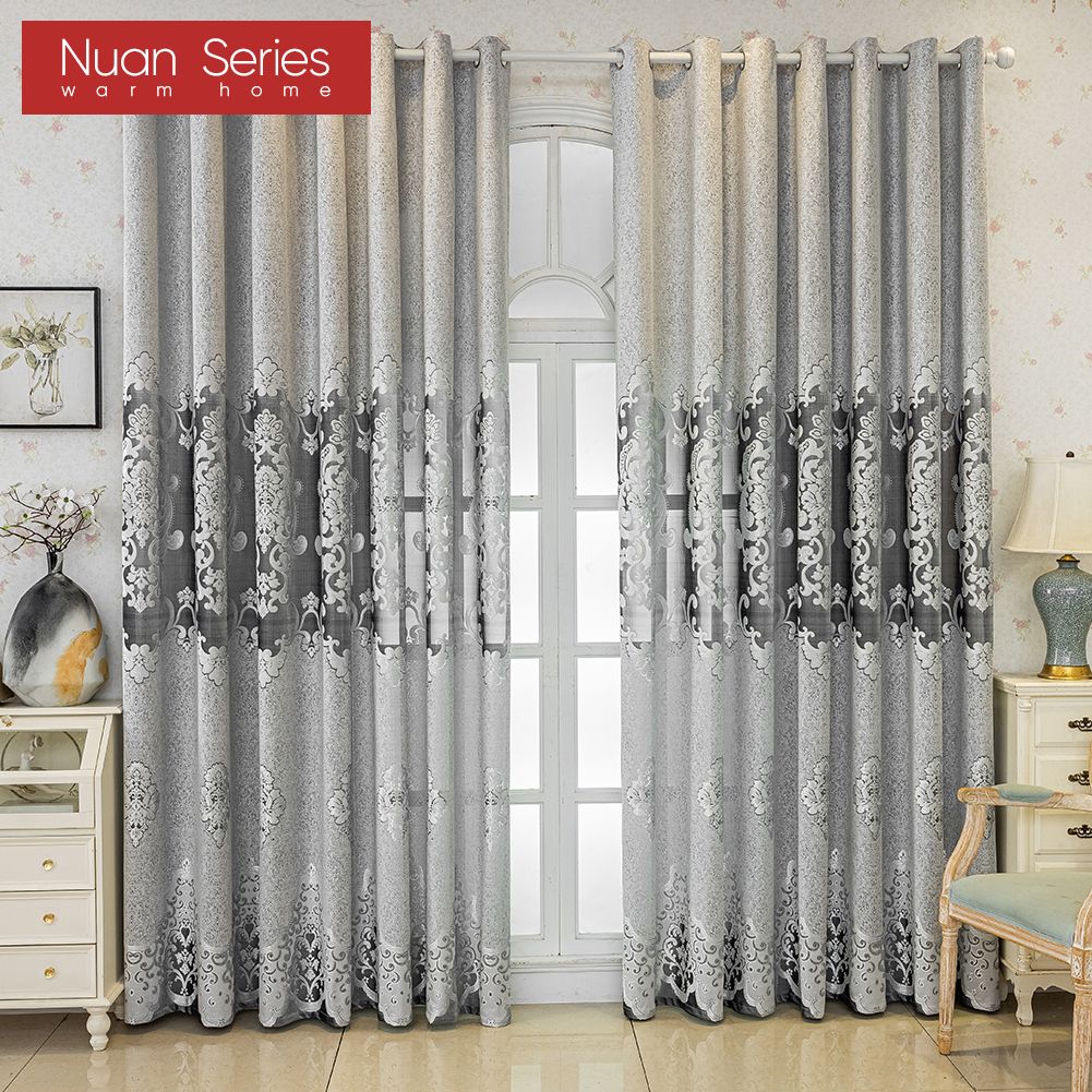 1PC Nuan Series 40-70% Blackout European Style Versatile Luxury Polyester Fiber Jacquard Ring Type Sheer Curtains for Living Room Bedroom Home Decor