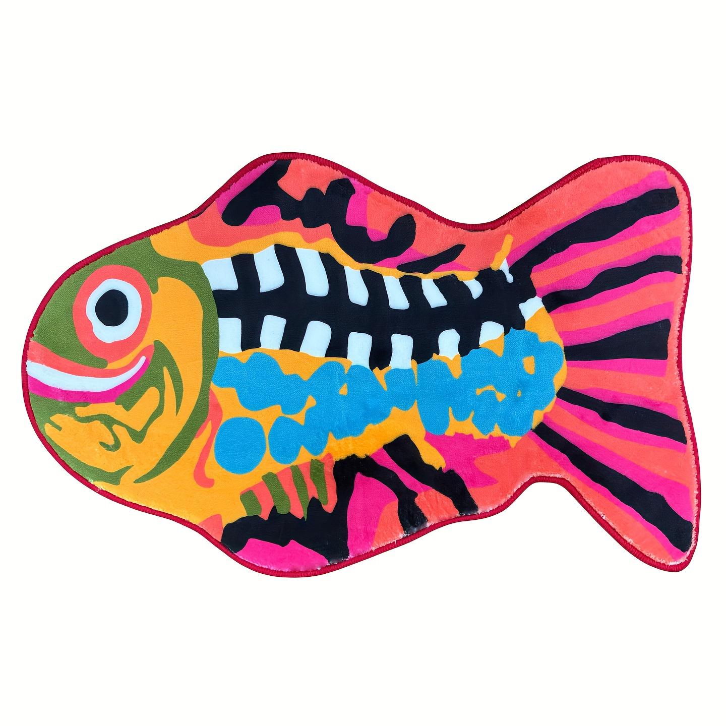 

Коврик для ванной в форме разноцветной рыбки — нескользящий, впитывающий, плюшевый коврик с игривым дизайном для использования в помещении, коврик для ванной комнаты|Причудливый декор|Машинная стирка 50.*80 cm