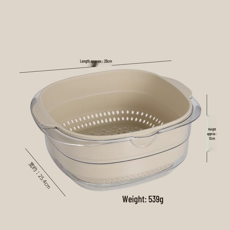 Transparent PET Plastic Multi-purpose Draining Basket - Drop-Resistant, Dustproof, Ideal for Vegetables & Fruits