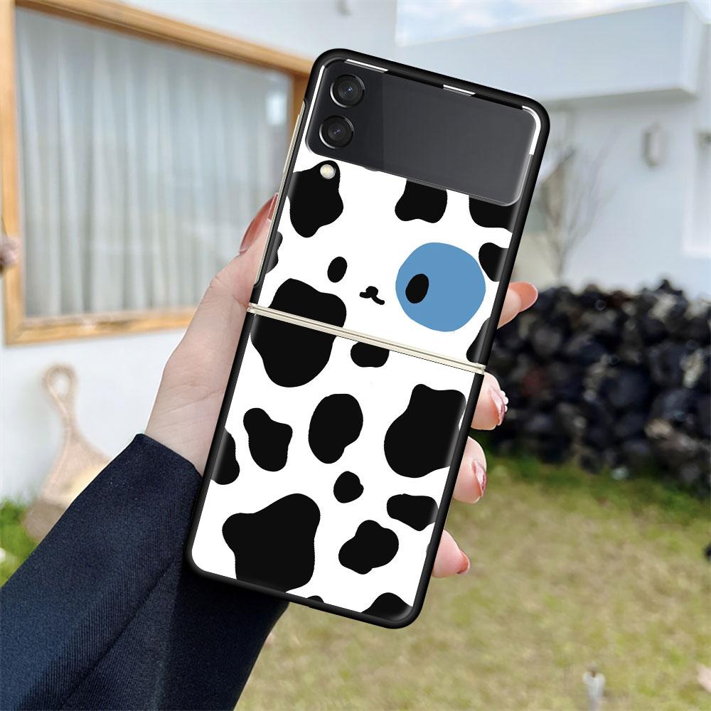Luxushülle für Samsung Galaxy Z Flip 4 3 5G Schwarz PC Hart Handyhüllen Mode Rückseite ZFlip Funda Zebra Leopardenmuster Capa