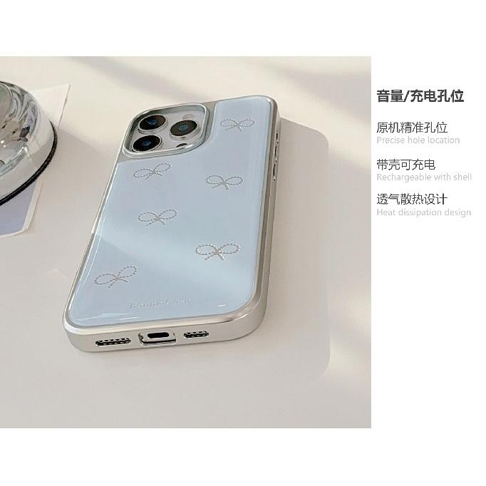 Gilt ins blue bow 16pro max phone case iphone15 resin 17 suitable for Huawei P70pro hard case