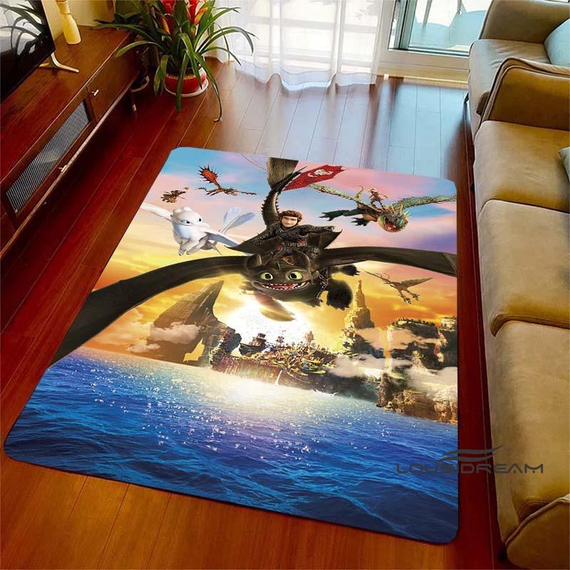 3DHow to Train Your Dragon themed printed rug, suitable for living rooms, bedrooms, sofas, balconies, gardens, etc. Large-sized