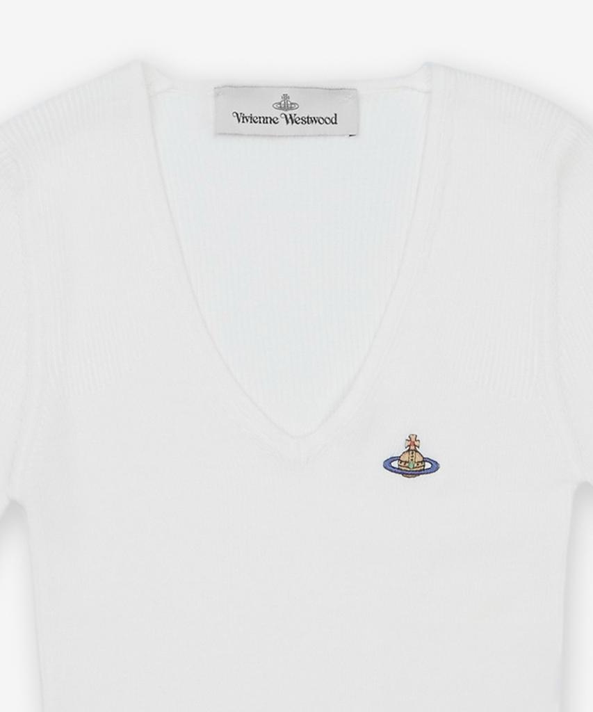 Bibianweseuteuudeu Bea Crop V-Neck Knit - White / 1803004Wy003Fa401