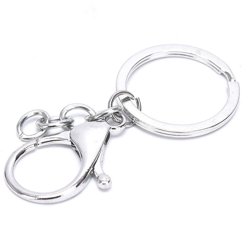 10Pcs Big Lobster Clasp Hooks Keychain Split Ring Short Chain Key Ring Diy