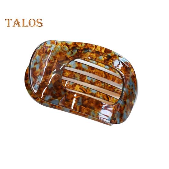 

Женская заколка для волос с плоской круглой формой, сильная хватка, гибкие зубцы, изогнутый дизайн, заколка для волос, задняя часть, большой зажим, аксессуар для волос светло-коричневого