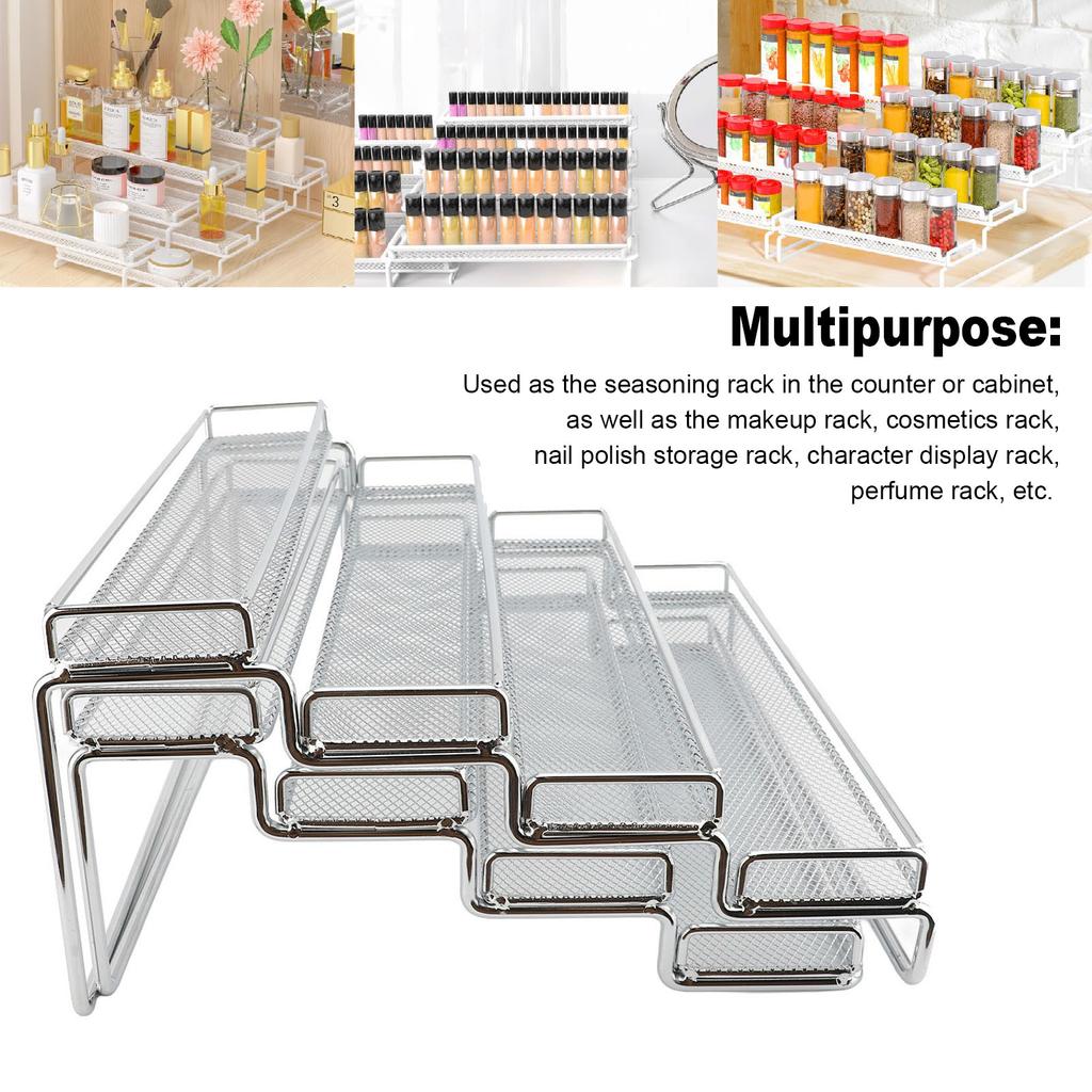 4 Tier Seasoning Rack Organizer Iron Wire Expandable Seasoning Organizer Kitchen Counter Shelves