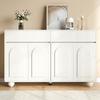 Sideboard Wohnzimmer mit geschwungenen Türen, Moderner Schrank aus Spanplatte und MDF, Runde Metallfüße
