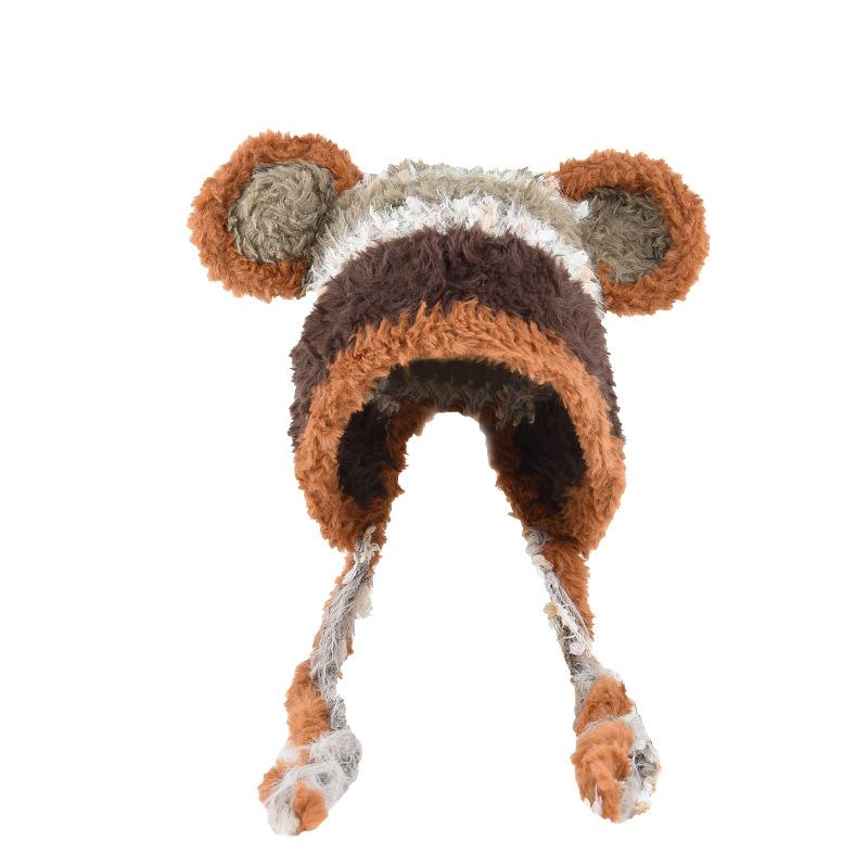 Mütze Damen Winter Warm Ohrenschutz Gestrickte Überziehmütze Sturmhaube Hut Band Doppelnutzung Plüsch Blitzmütze