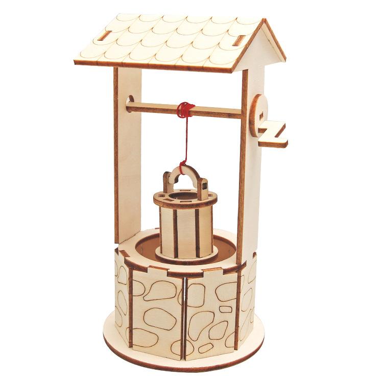 

Детский эксперимент DIY Самодельные колеса Колодец Технология учеников начальной школы Мелкое производство Паровая наука и образование Игрушечные материалы древесина