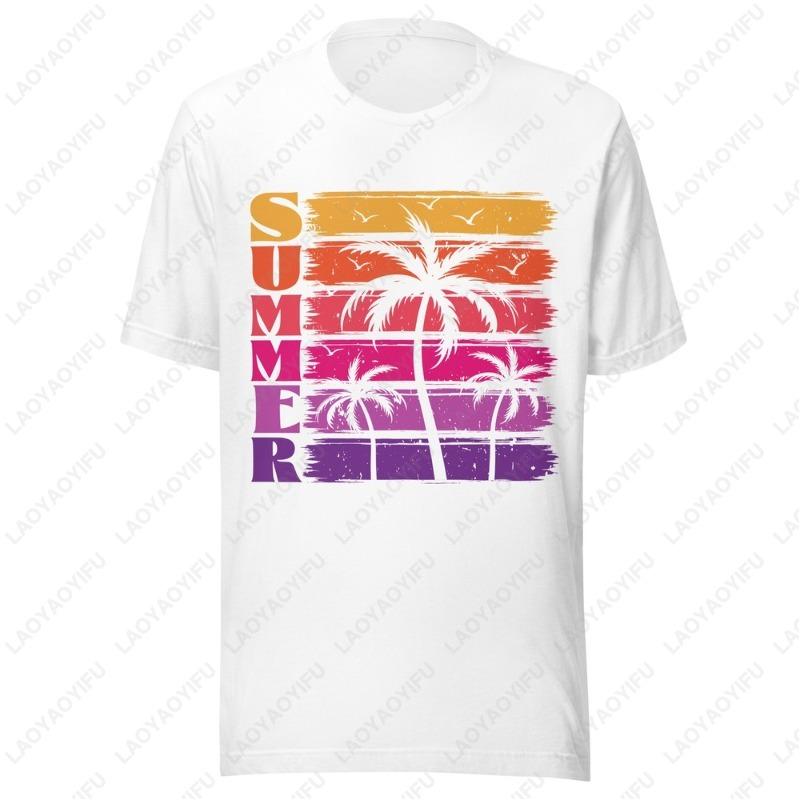 Летняя футболка Sunset Palms Унисекс Графические футболки Пляжные вайбы Ретро стиль Вен Женские Креативные Трендовые Крутые Удобные Топы из модала S